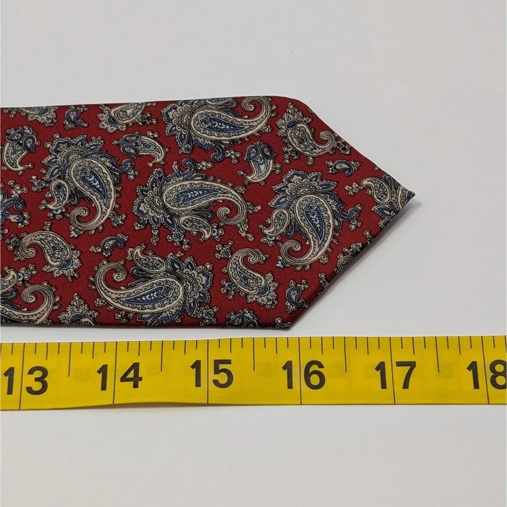 Vintage Designer Collection Kids Clip On Tie Red Paisley Made in USA 17.5